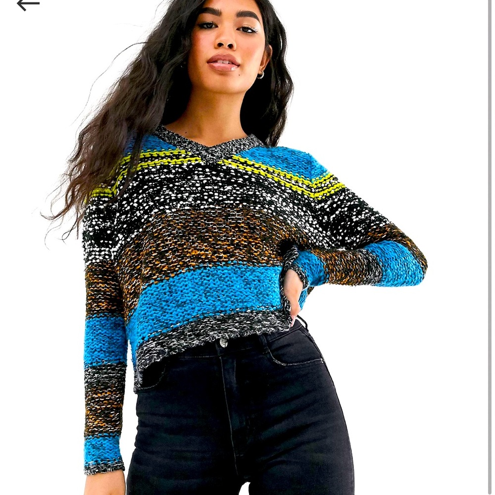 Noisy May textured color block knit sweater